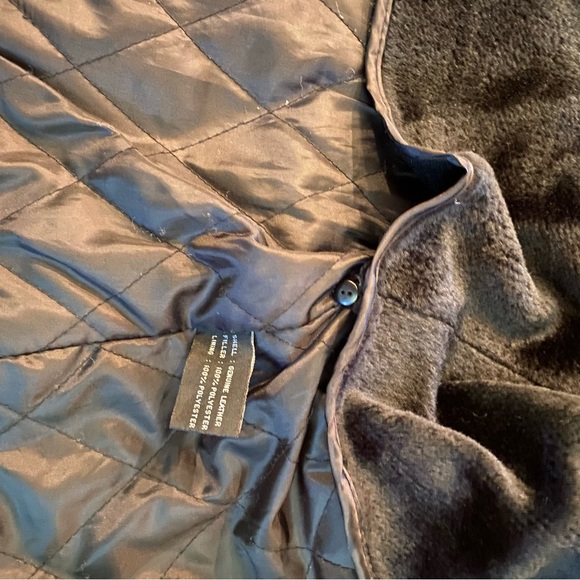 Vintage Y2K Leather Jacket Bomber Jacket Tie Waist Black Soft Leather Coat - Picture 12 of 14